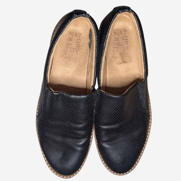 Naturalizer Leather Comfort Slip-On Loafers — Size 8.5 - Black Leather Slip Ons - Picture 2 of 5